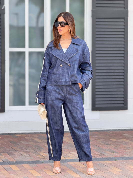 Portofino Denim Side Lines Jacket Set