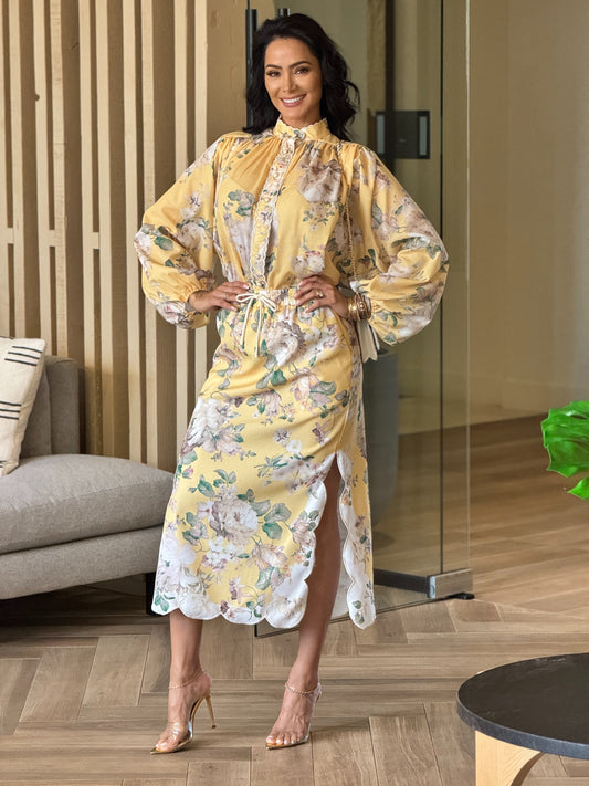 Gardenia Yellow Floral Skirt Set