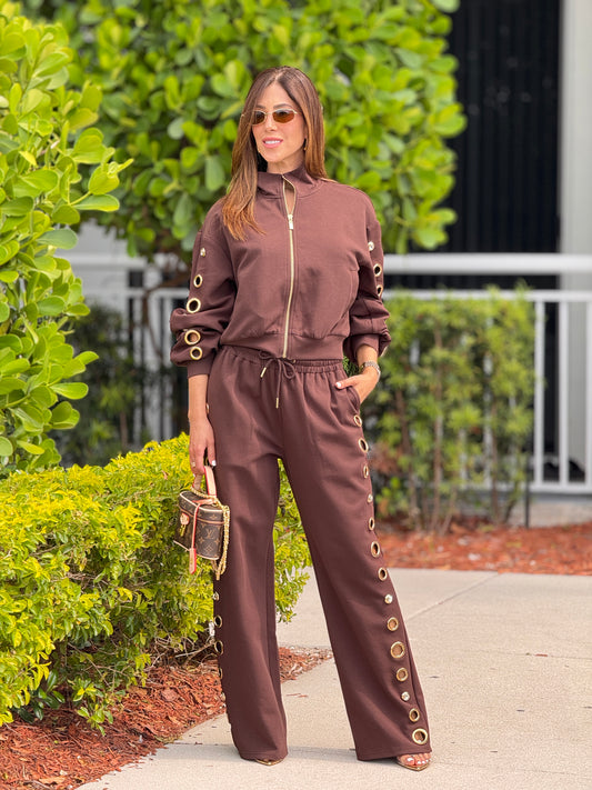 Rivera Brown/Gold Rings Sport Set
