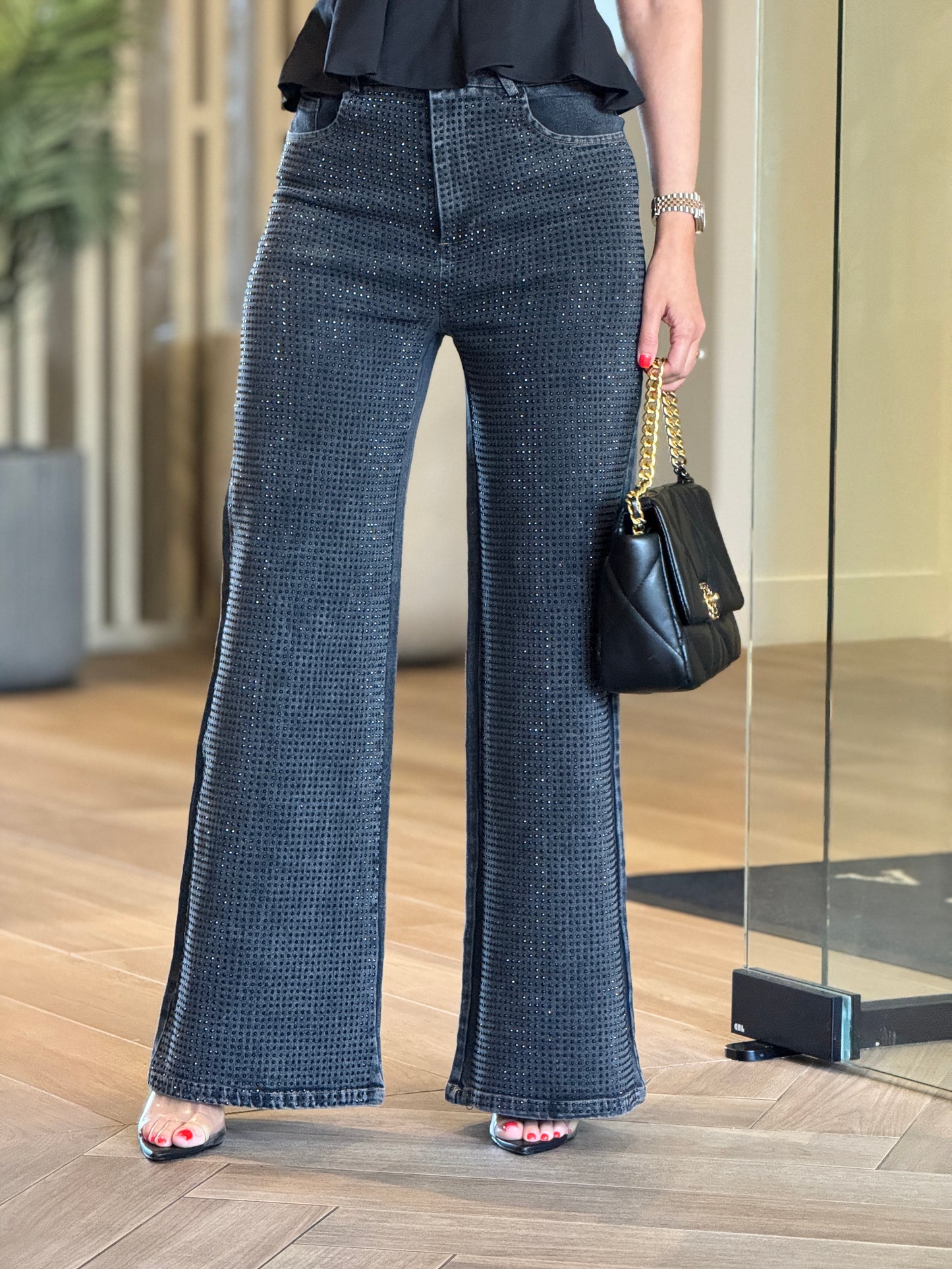 Kiwi Black Rhinestone Jeans
