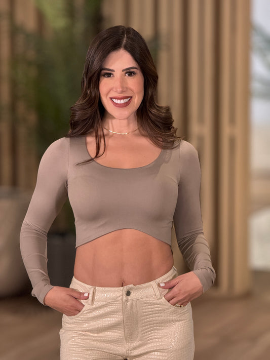 Basic Beige Long Sleeve Top