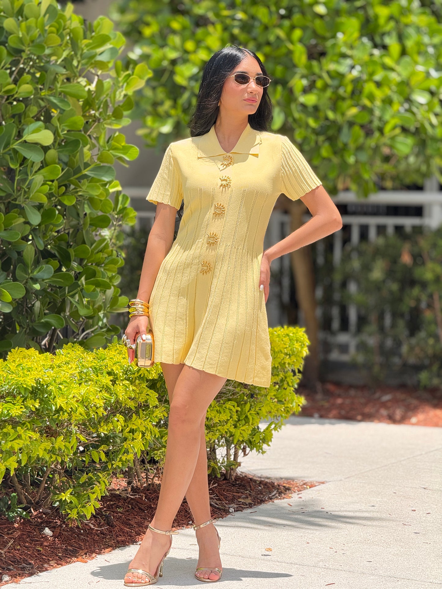 Balbina Sun Yellow Knit Mini Dress