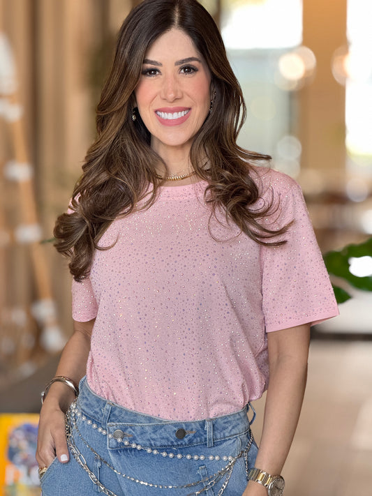 Filipa Pink Rhinestone T-Shirt