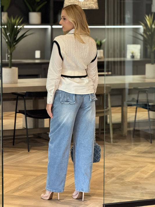 Fifty White Shirt+Vest Top