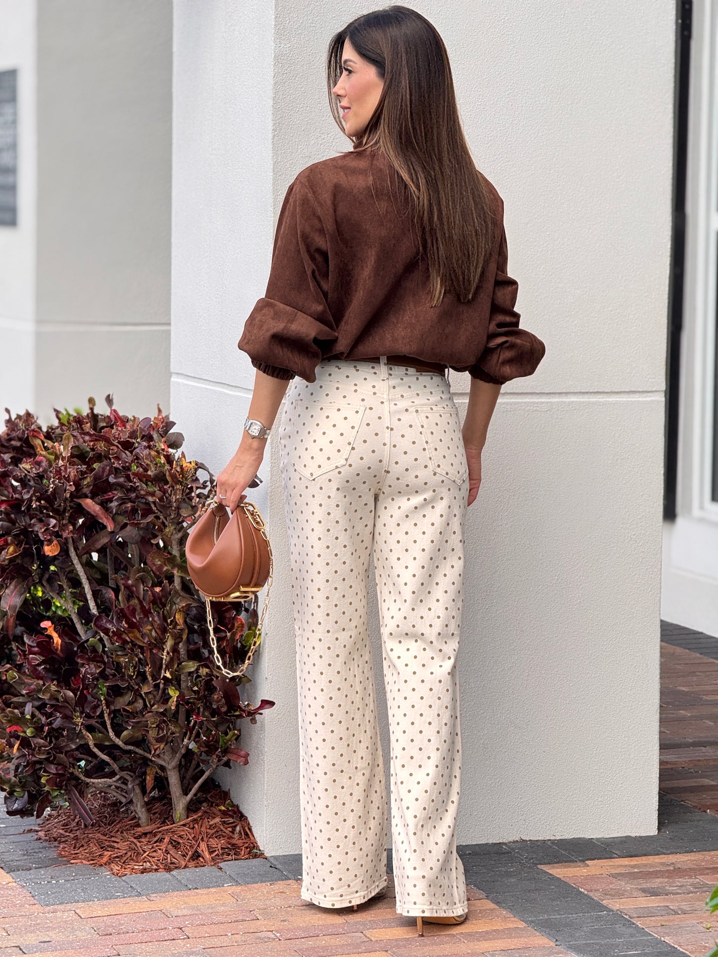 Linzy Brown Suede Rings Jacket Top