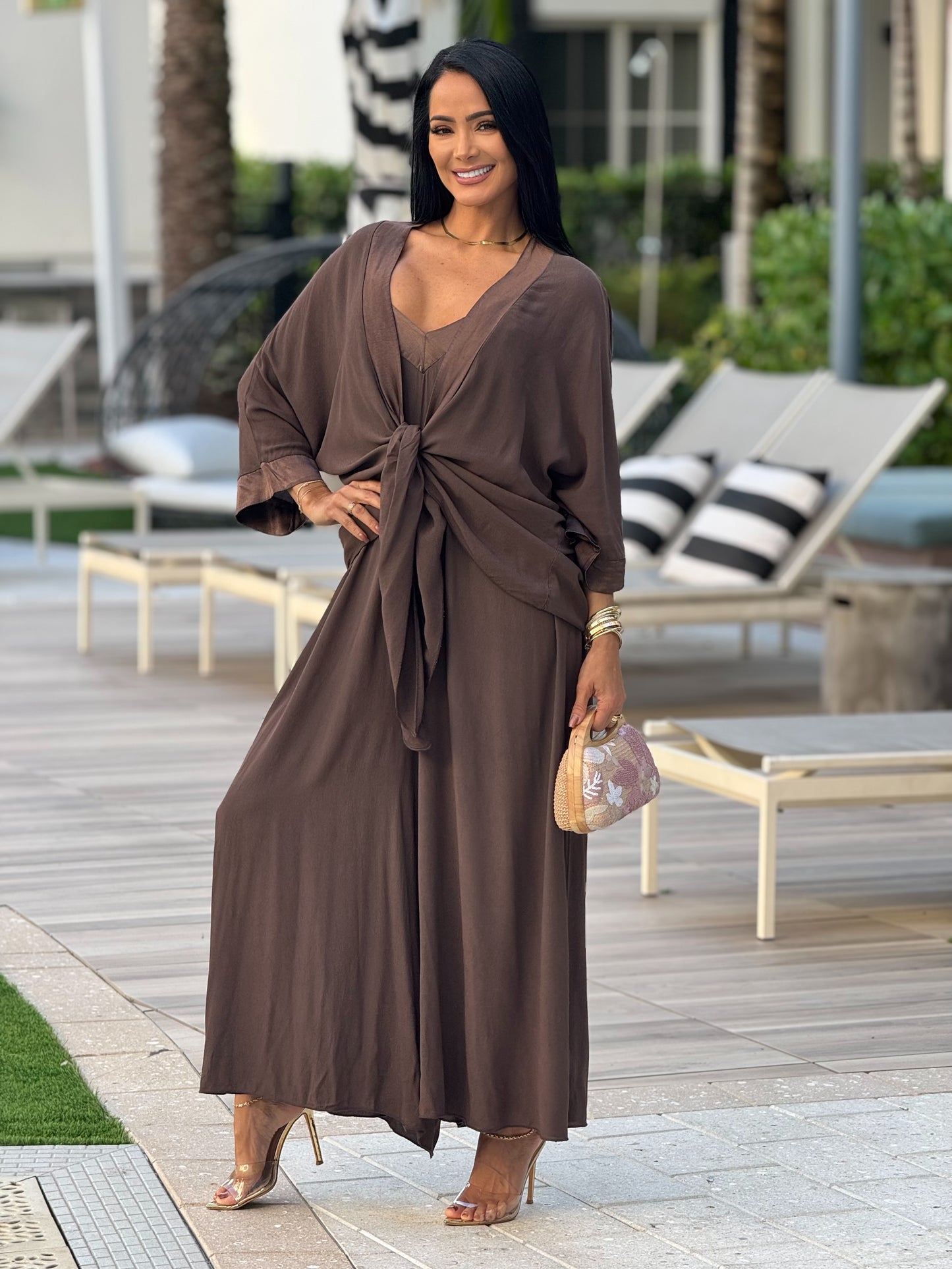 Norkys Brown Italian Jumpsuit Set