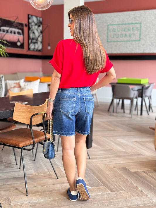 Cartoon Hat Red Oversized T-Shirt