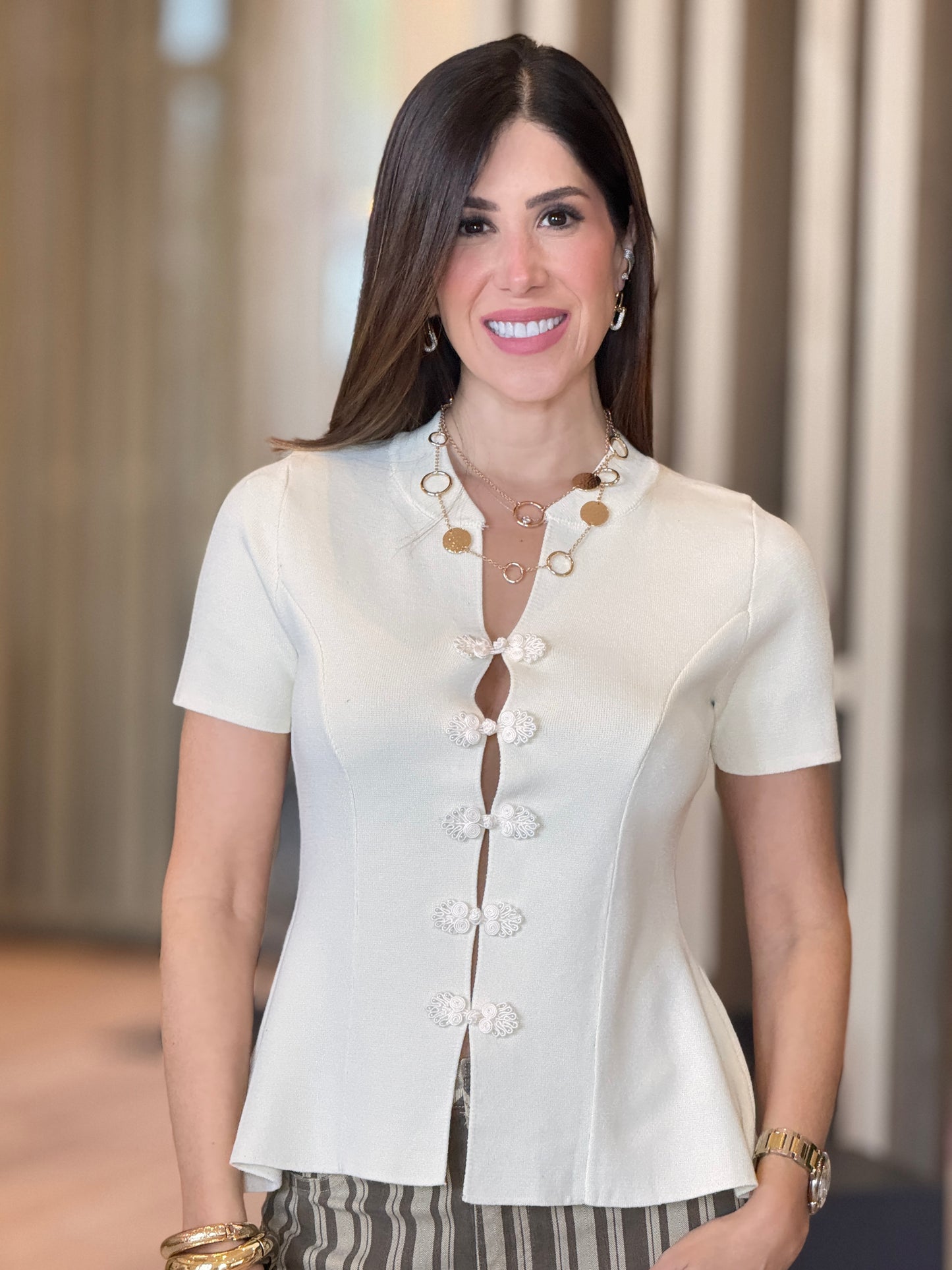Paraty White Peplum Knit Top
