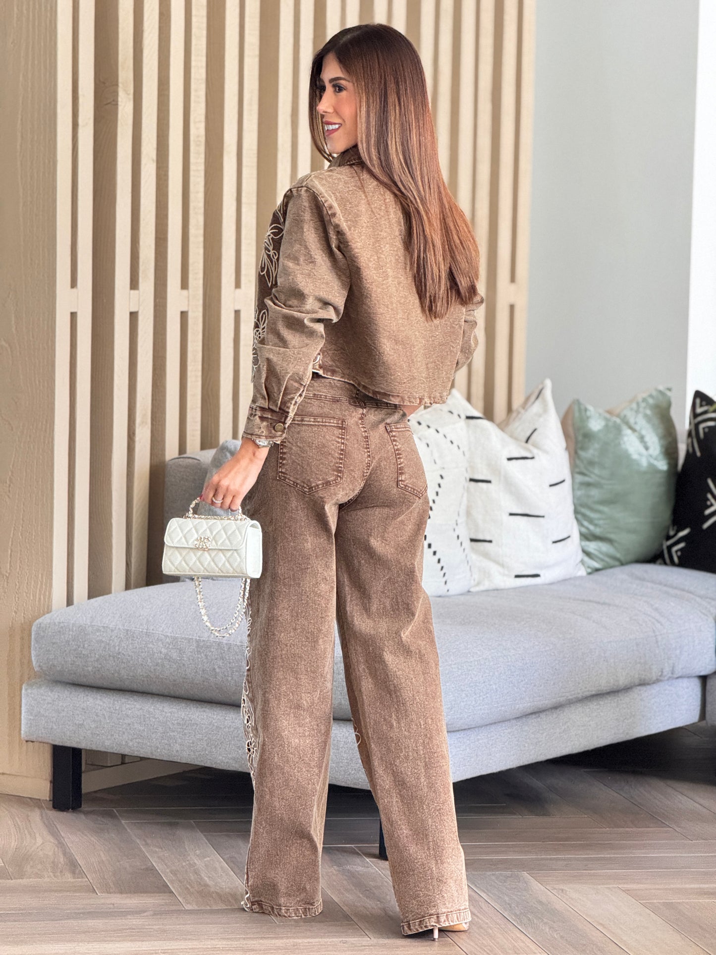 More Brown Floral Torchon Set