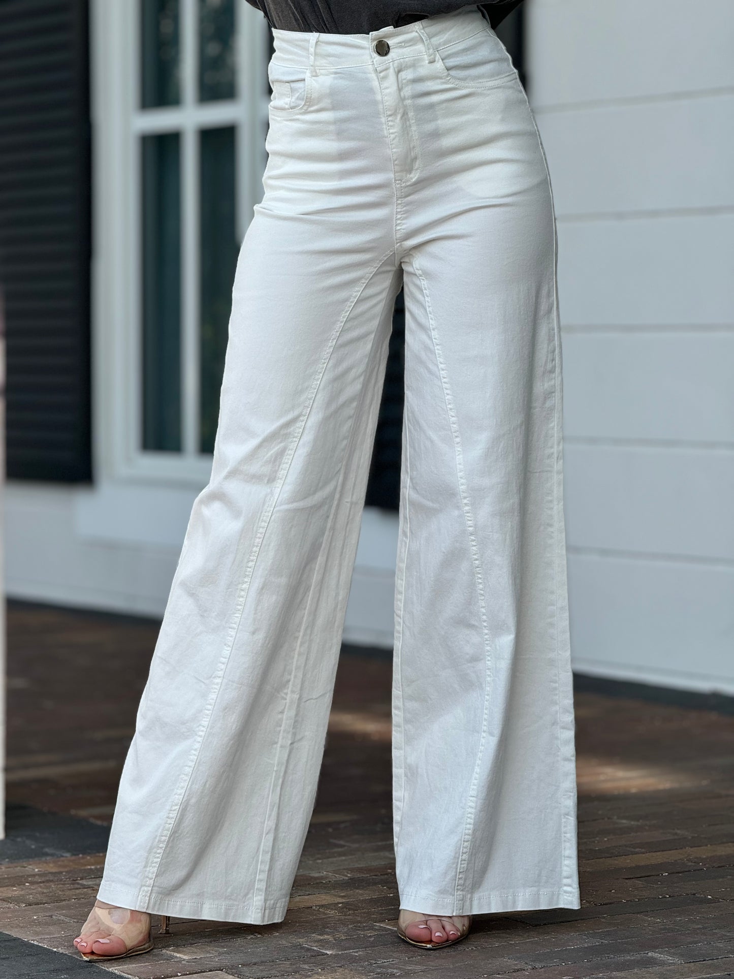 Lizzie Wide Leg White Jeans