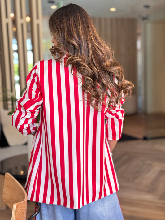 Italy Red Lines Blazer Top