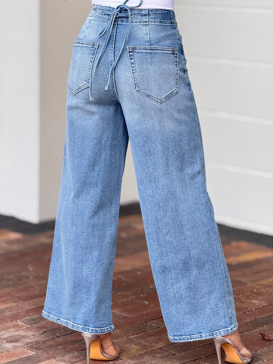 Cielito Bow Straight Cropped Jeans