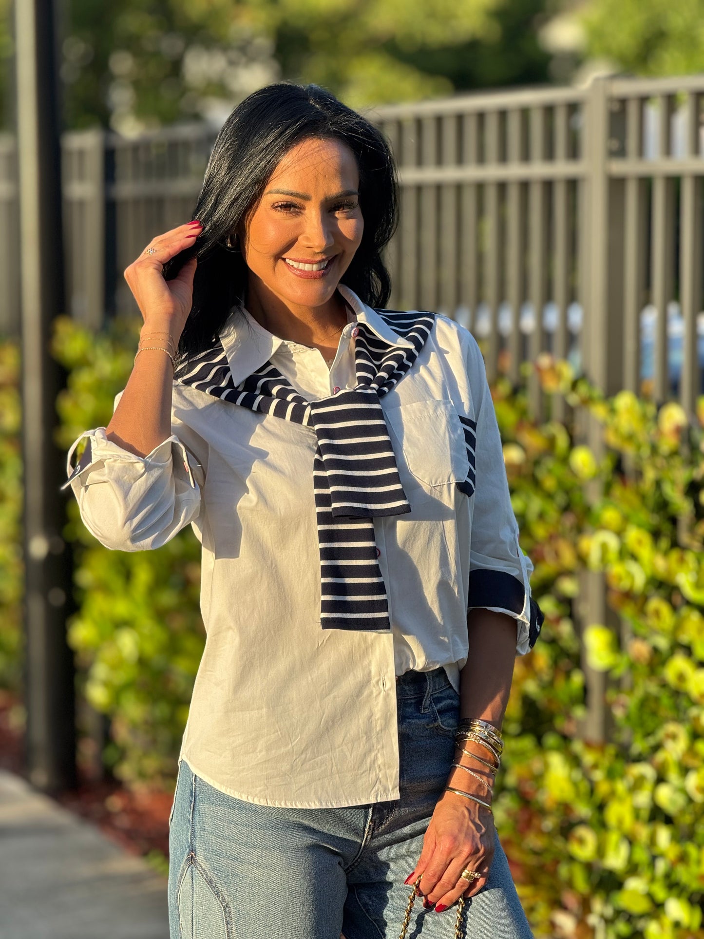 Norkys White Lines Cardigan Shirt