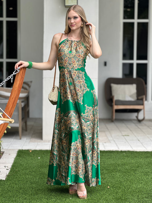 Bombay Green Satin Dress