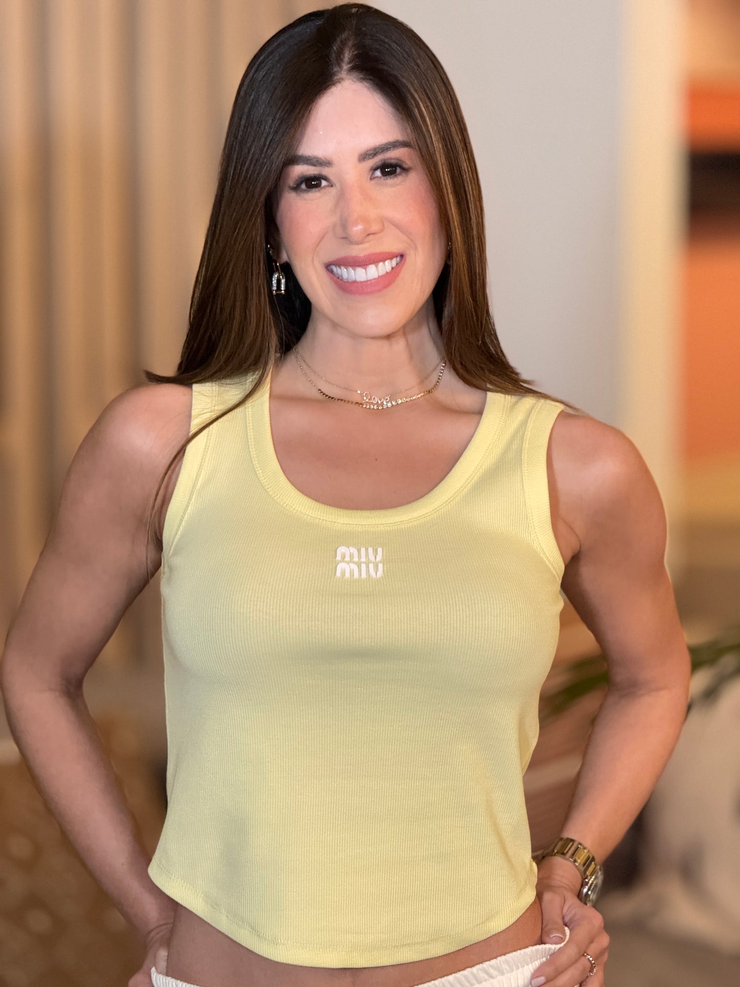 Miu Yellow Basic Tank Top
