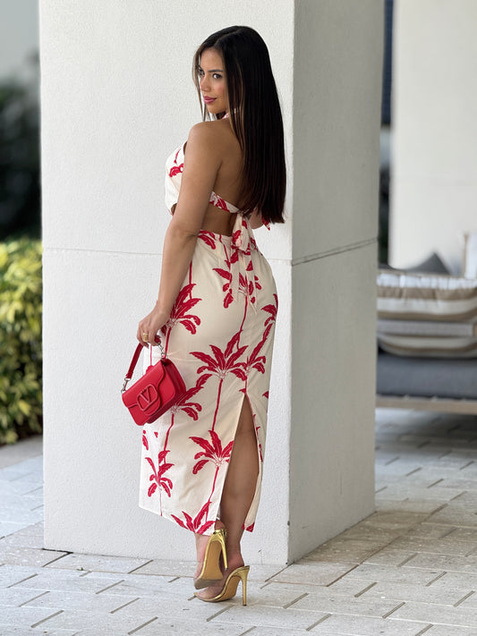 Amable Orange Palm Dress