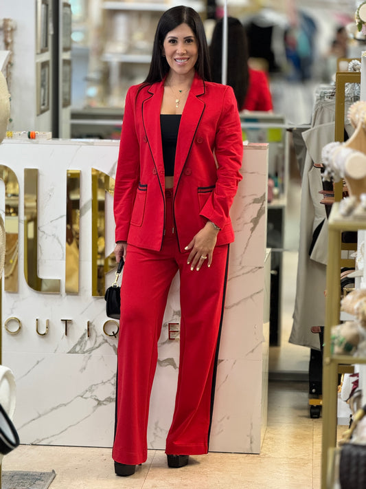 Turkish Red/Black Blazer Set