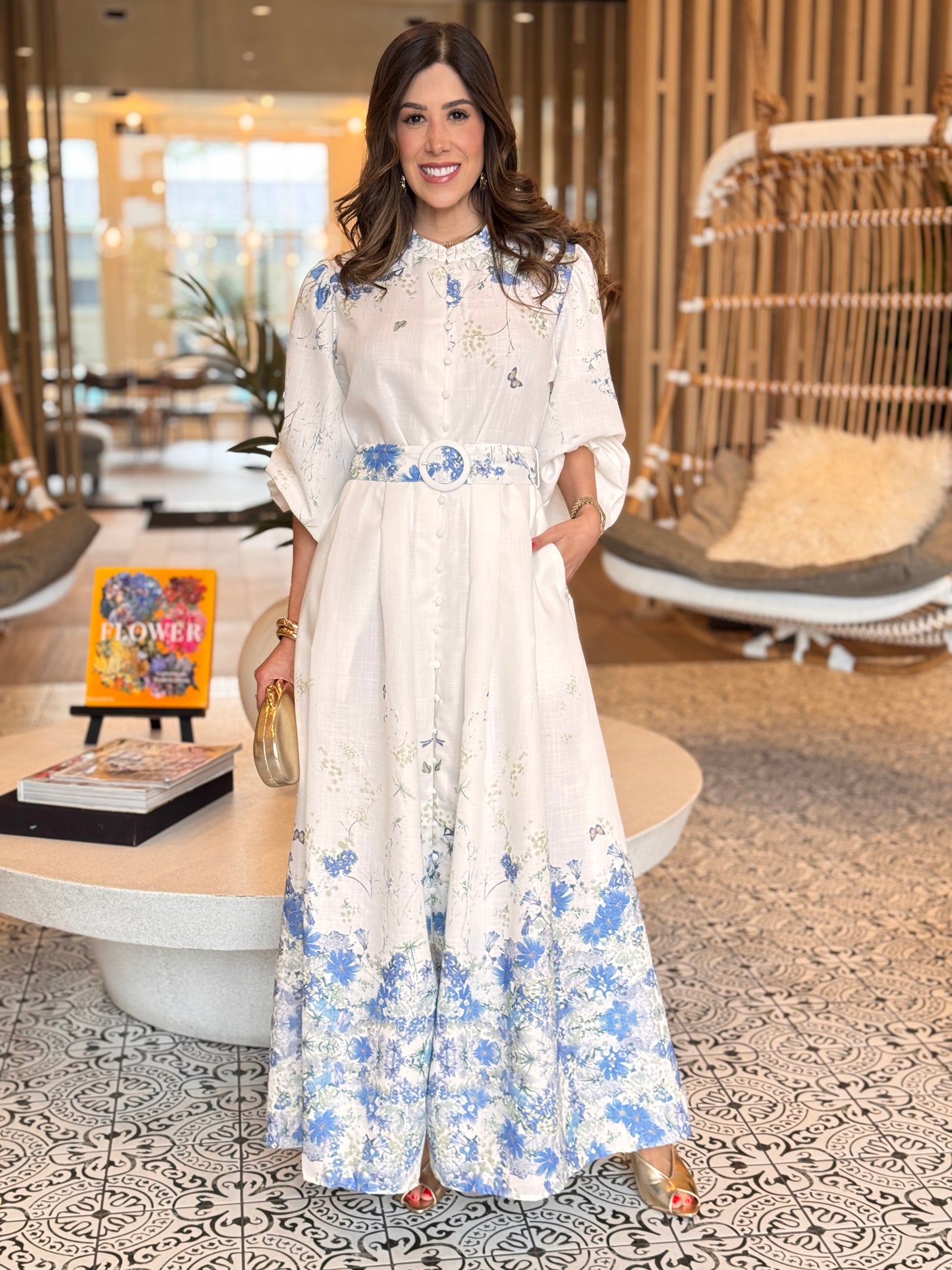 Gardenia Voguish White/Blue Floral Dress
