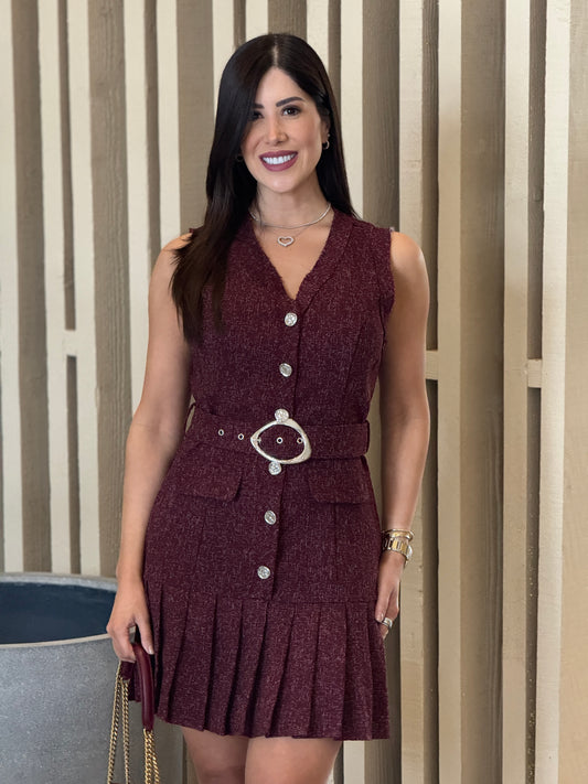 Melrose Burgundy Tweed Dress
