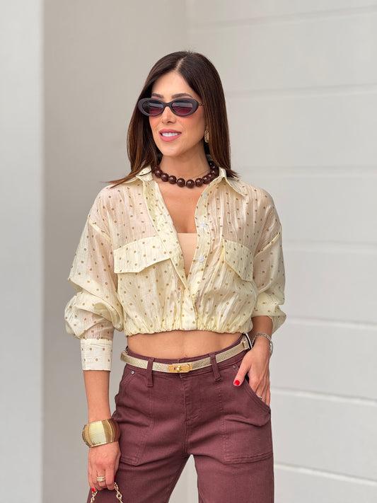 Dreamy Yellow Mesh Crop Top