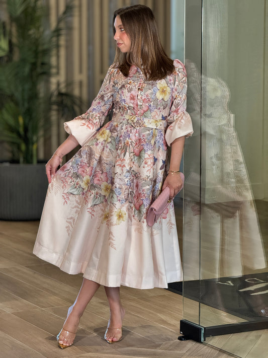 Gardenia Peach Floral Dress Gala