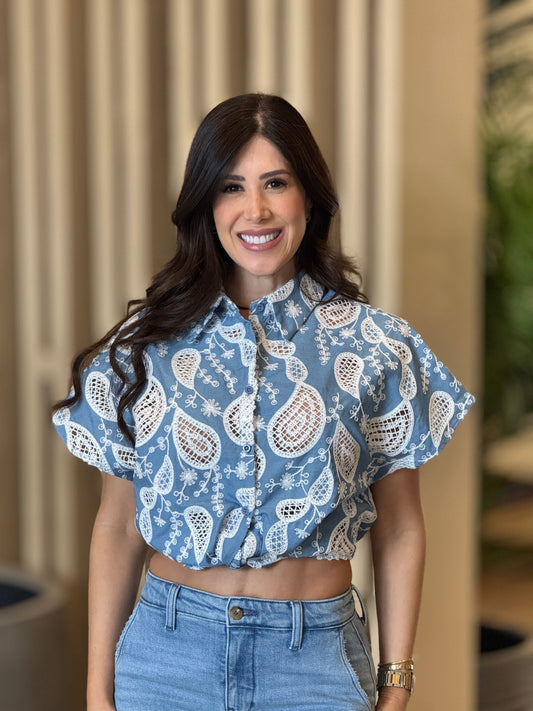 Patricia Blue/White Embroidey Shirt