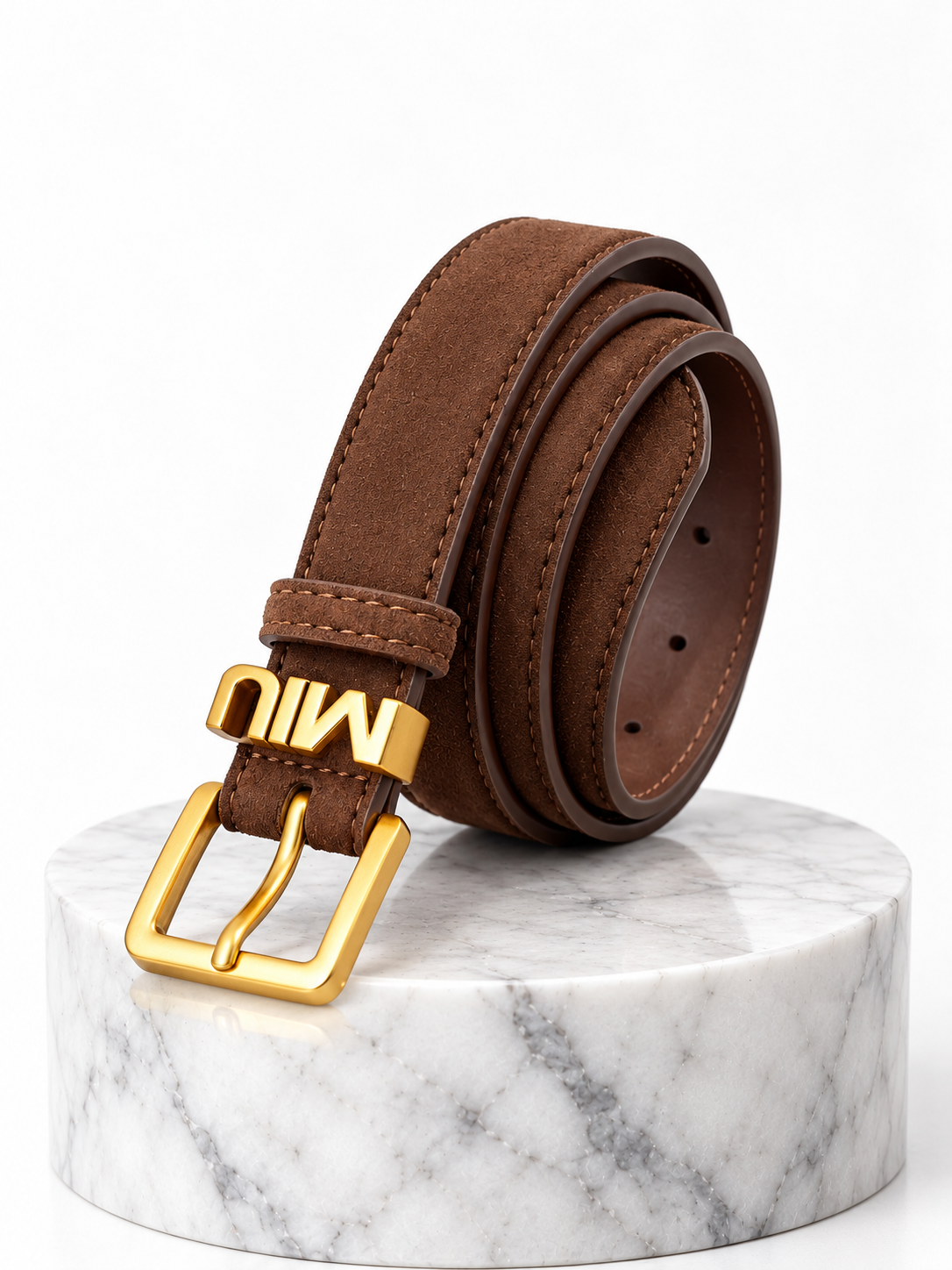 Mui Mid Brown Suede Belt
