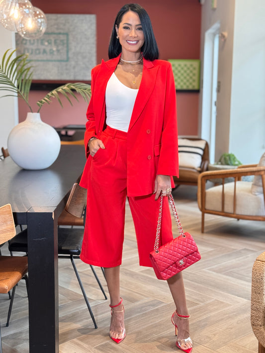 Marnie Red Blazer+Bermuda Set