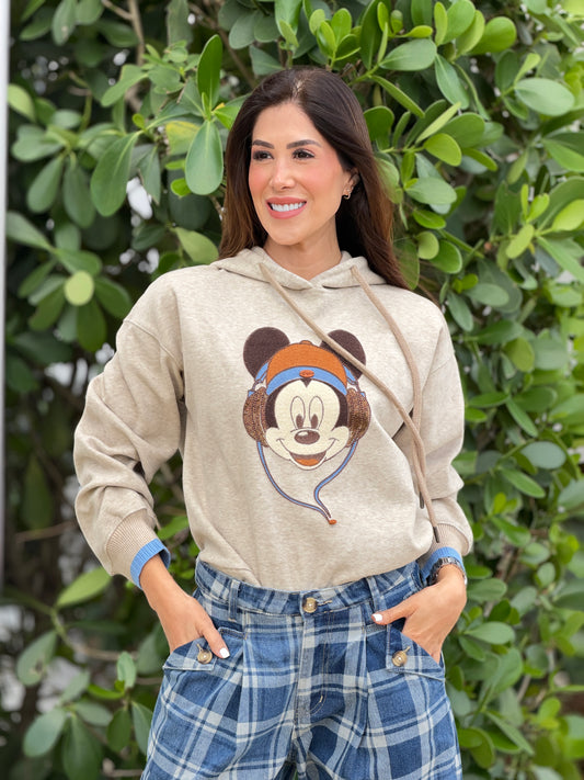 2510 Mouse Beige Bead Hoodie Top