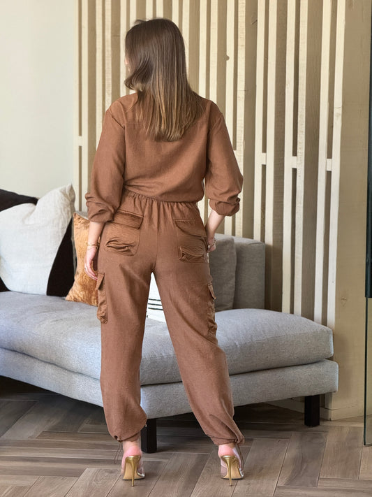 Fabiana Brown Satin Set