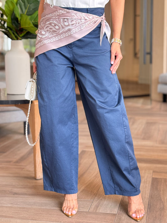 Bandana Navy Paisley Barrel Pants