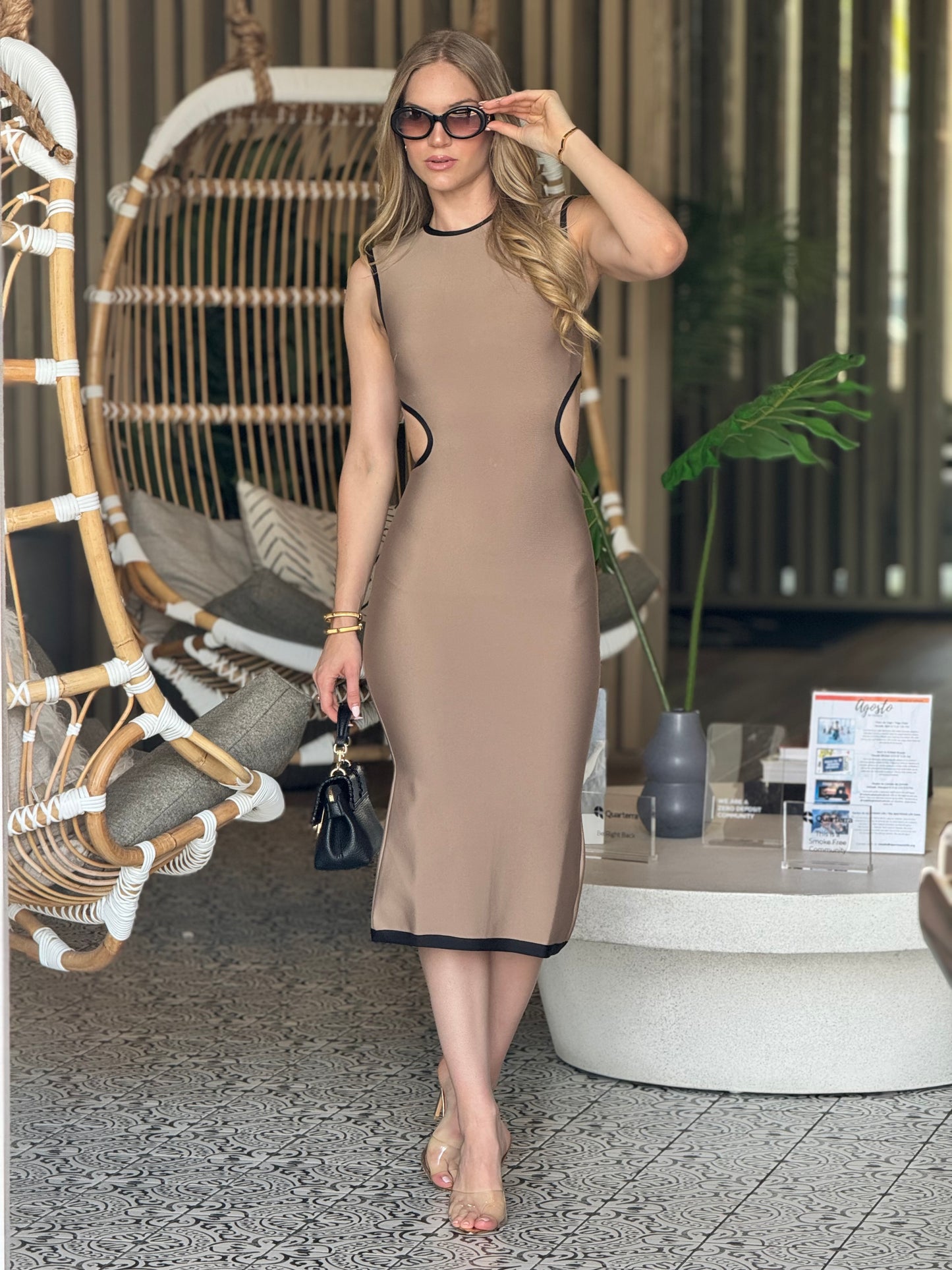 Fabrizia Beige/Black Bandage Dress