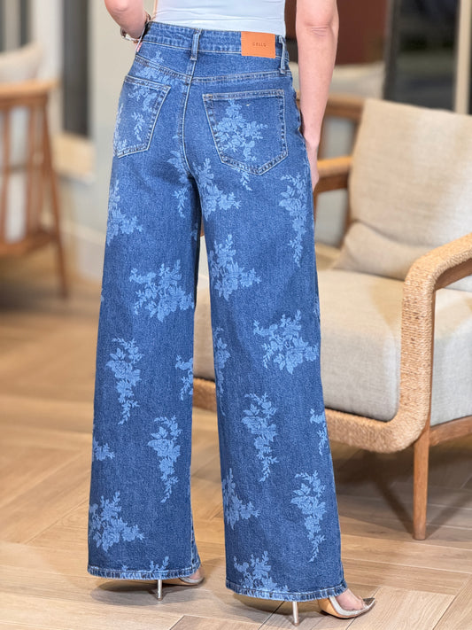Cielito Dark Denim Floral Print Jeans