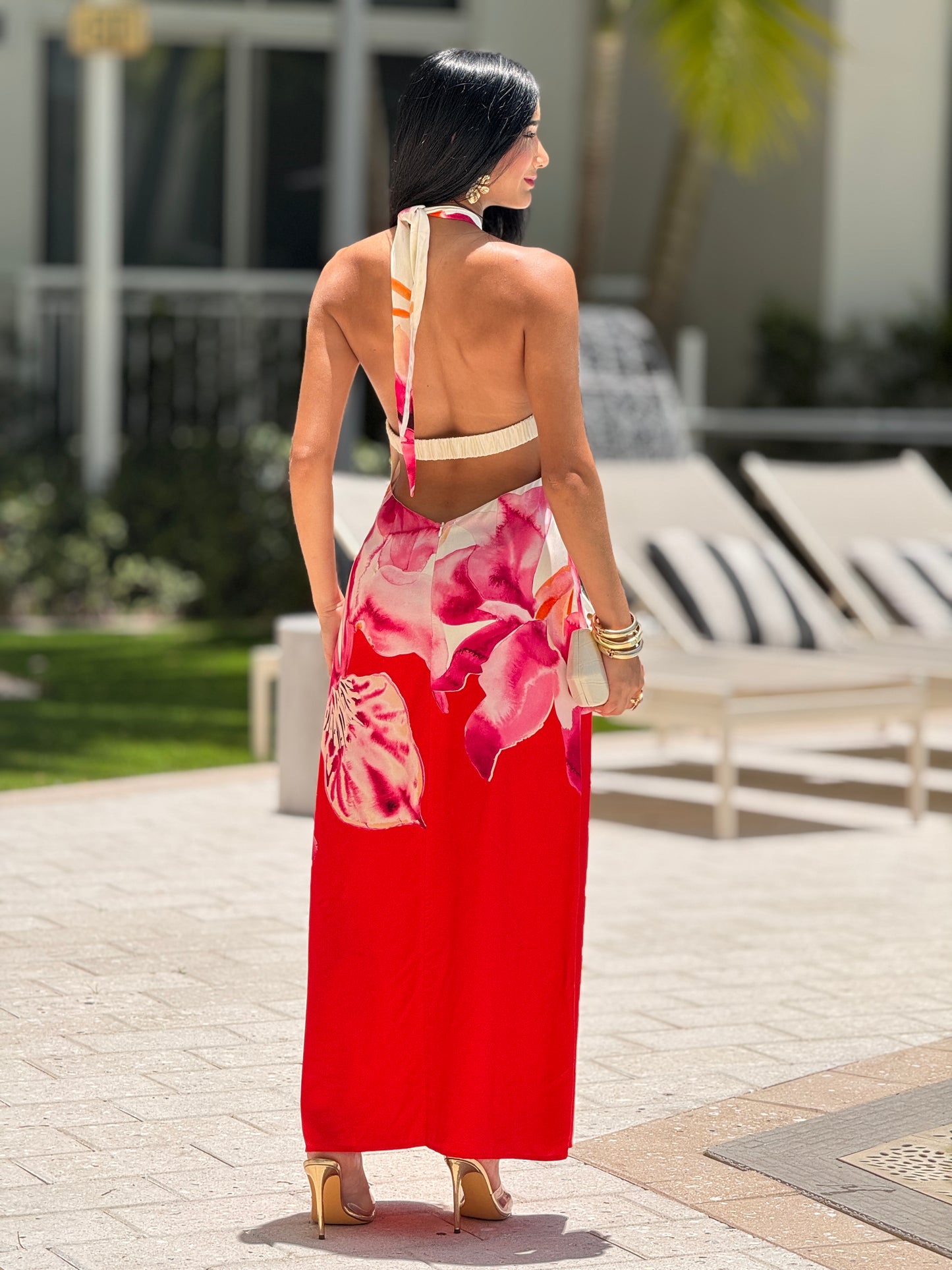 Acoa Hot Pink Floral Print Dress