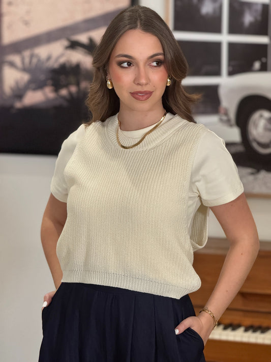 Chrissy Beige Knitted Top