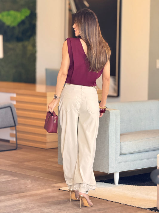 Gaia Burgundy Knit Padded Top