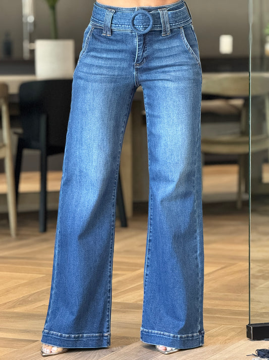 Risen Dark Wash Belt Jeans