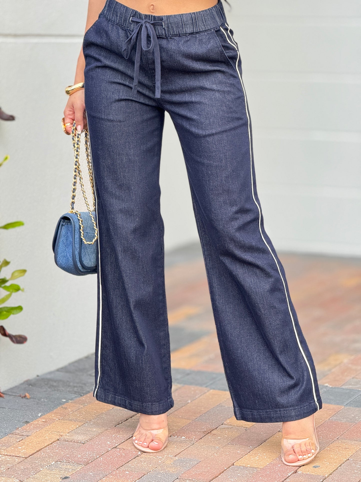 Risen Dark Denim Side Lines Jogger Jeans