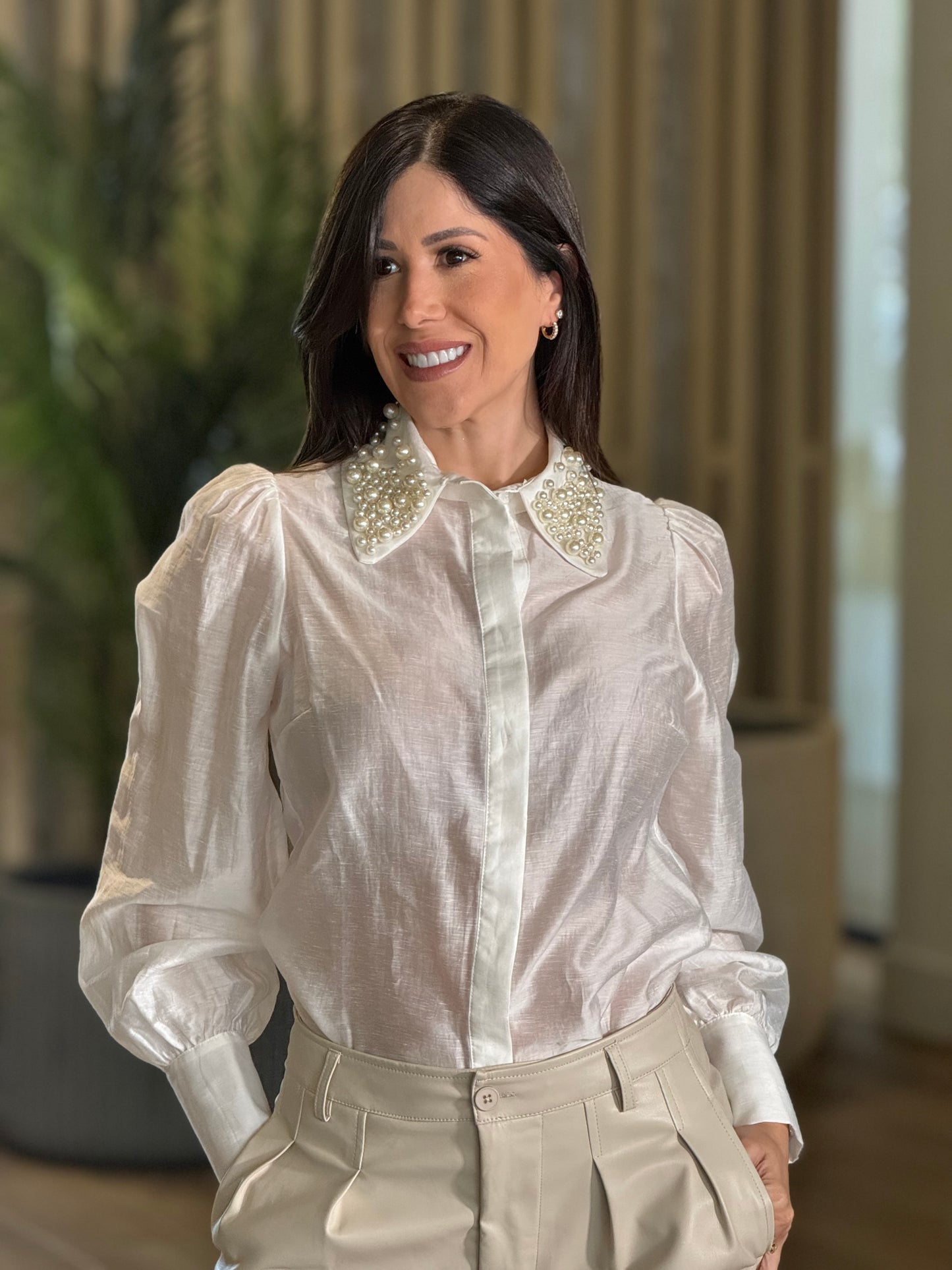 Angelica Pearls Sheer Shirt