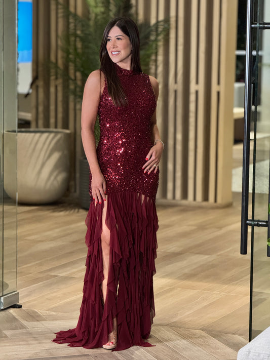 Showgirl Red Sequin Dress Gala