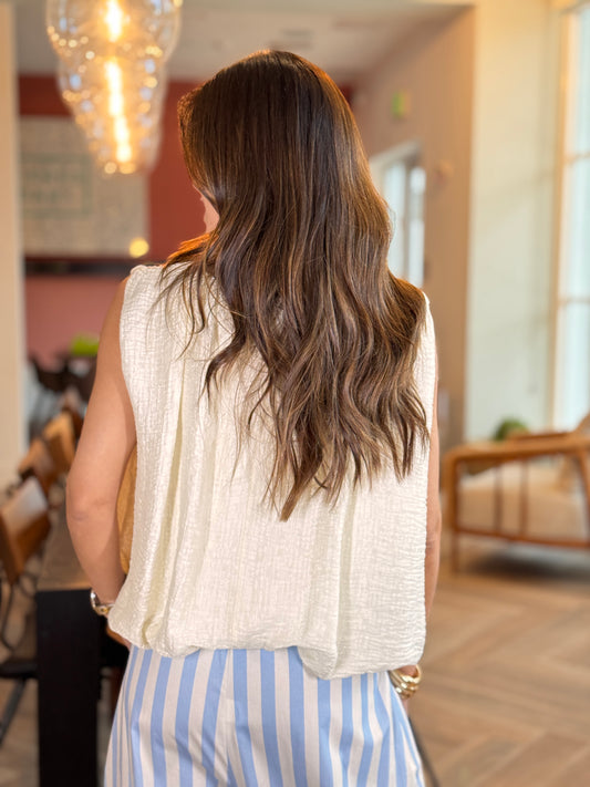 Italy Ivory Textured Bomber Top