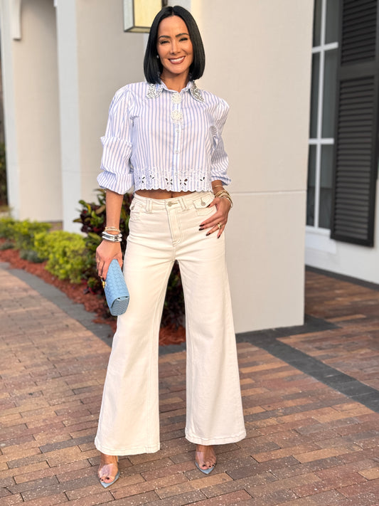 Missy White Buttons Denim Pants