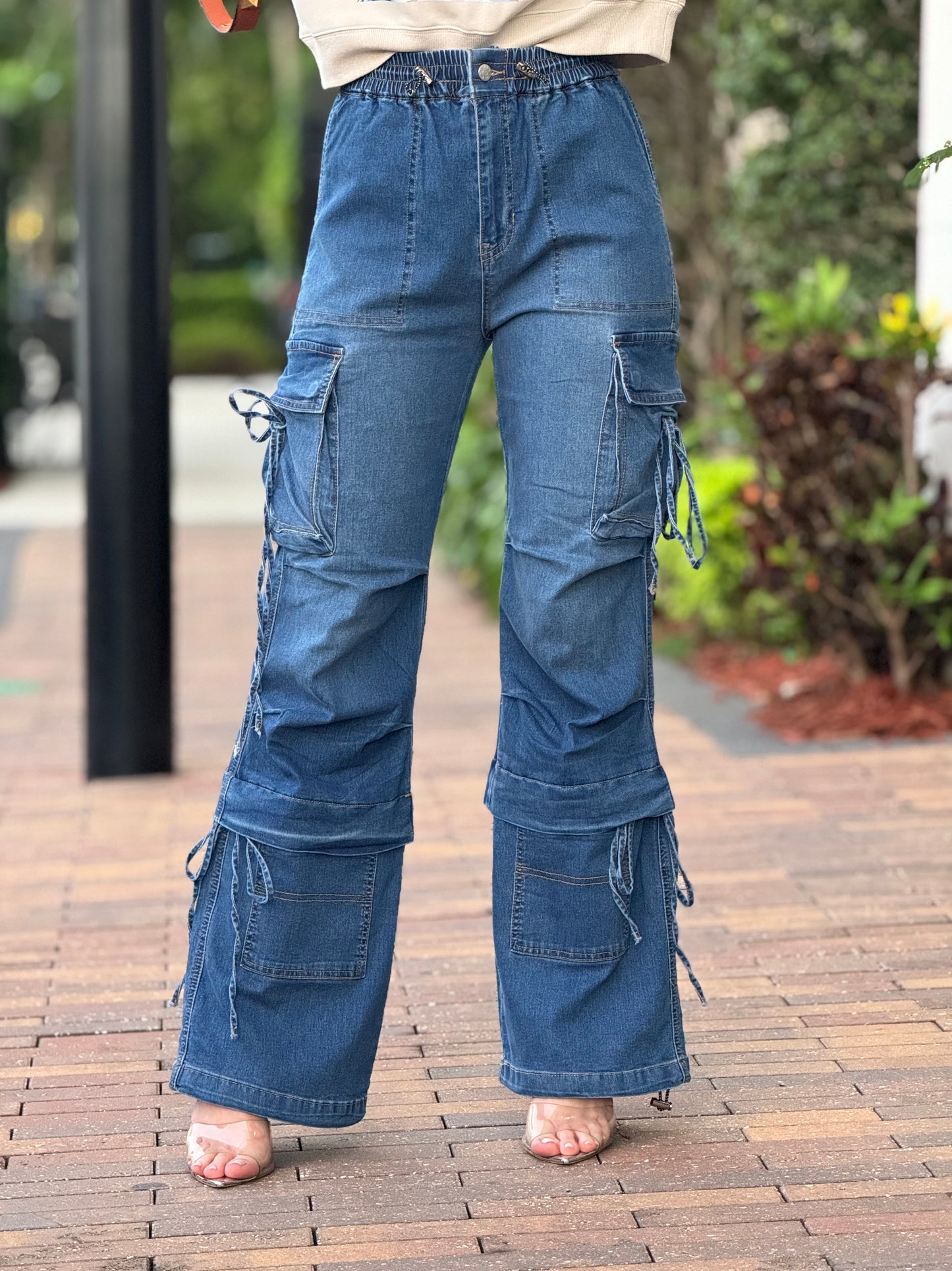 Vibrant Denim Cargo Jeans