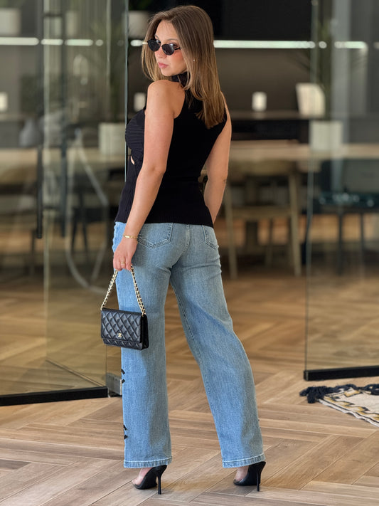 Bahamas Black Cutout Top