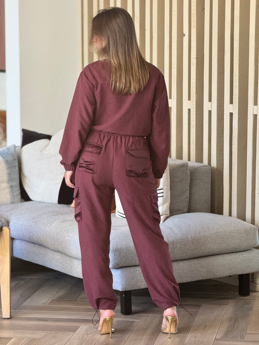 Fabiana Burgundy Satin Set