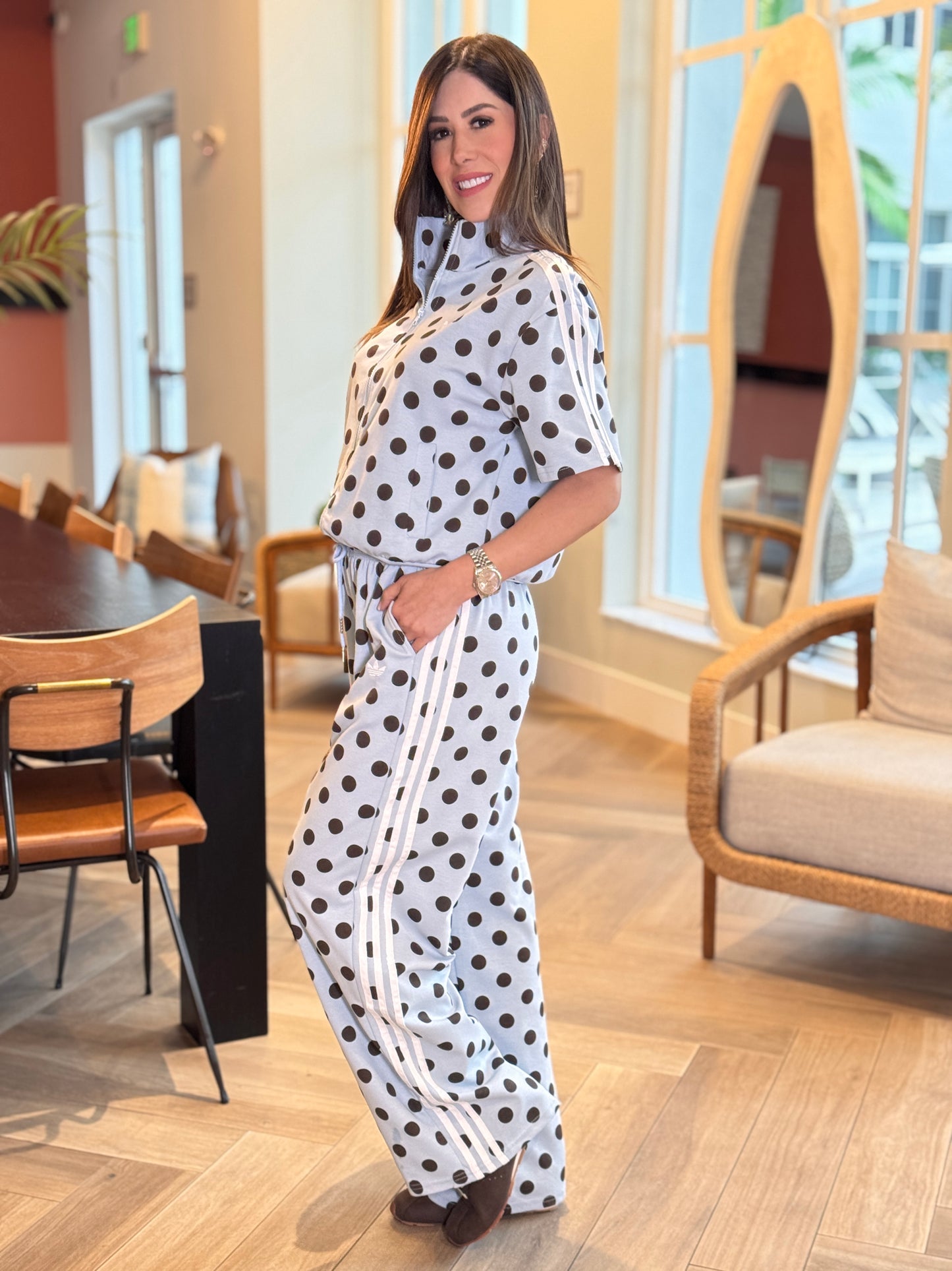 Addie Blue/Brown Polka Dots Sport Set