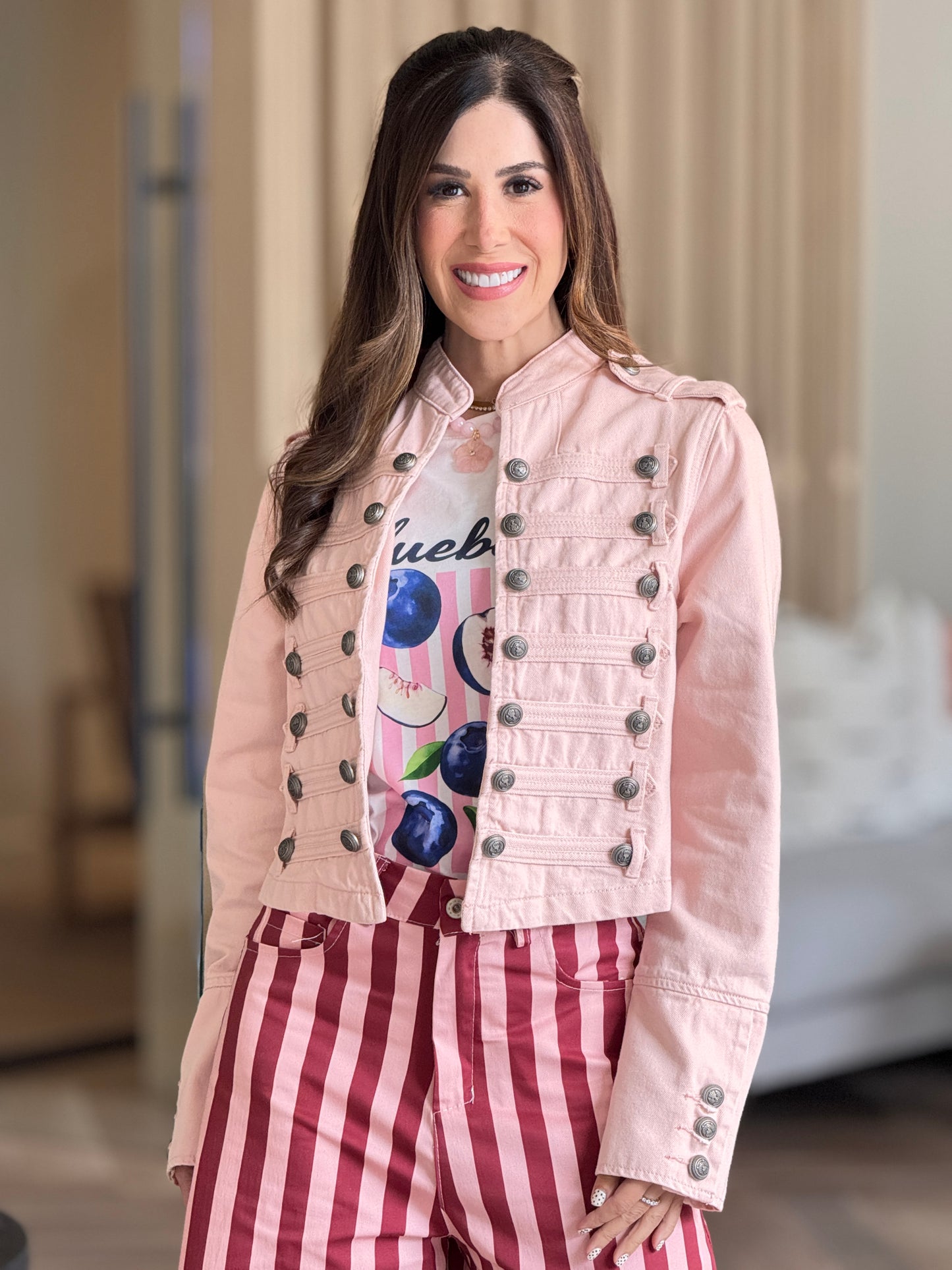 Liberty Pink Denim Jacket Top
