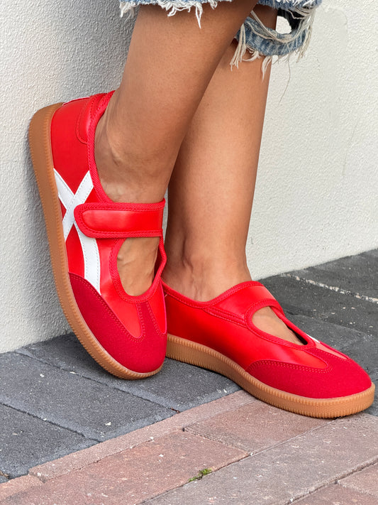 Lorenzia Red Ballerina Shoes