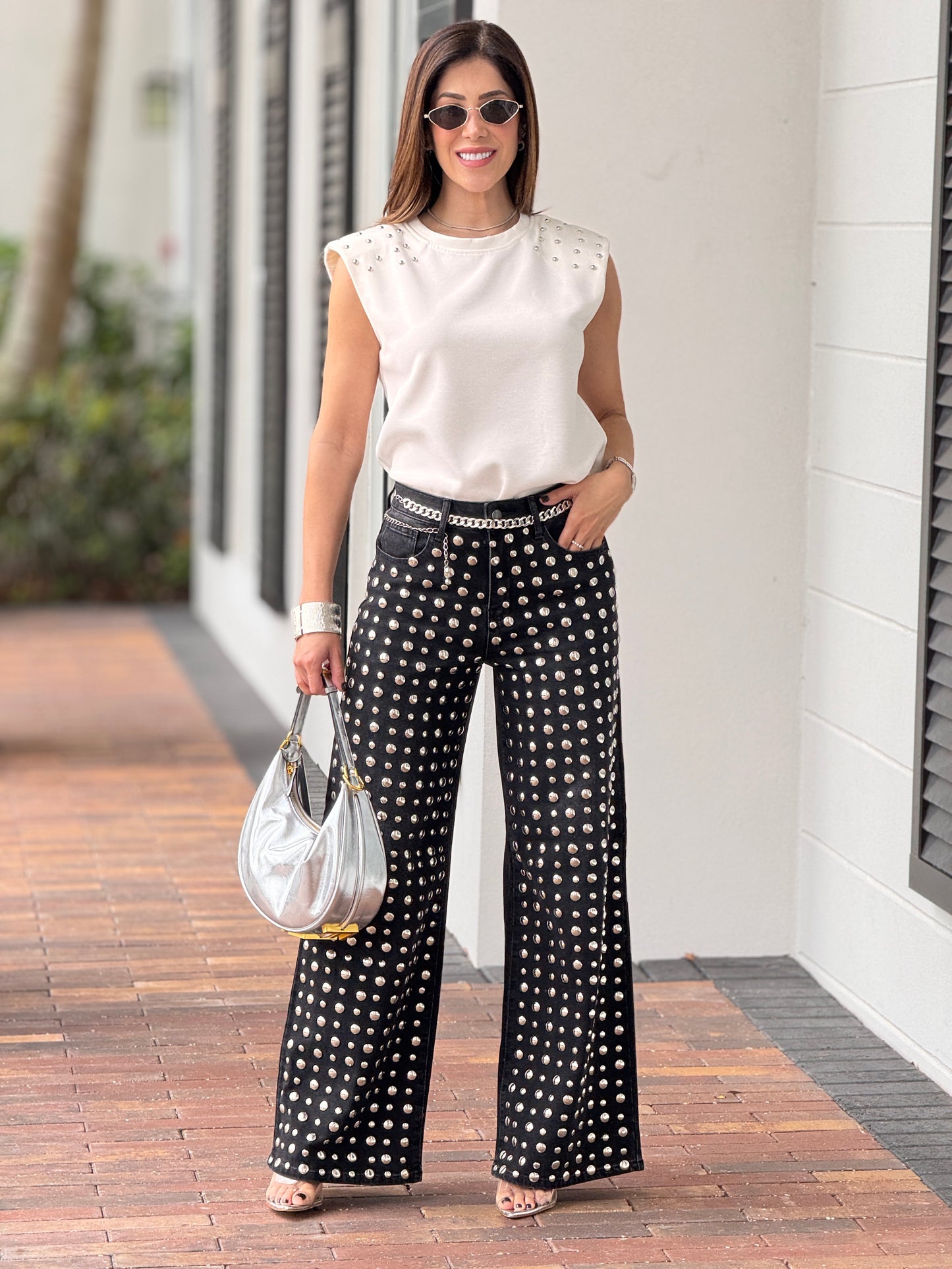 Cielito Black Side Silver Sphere Jeans