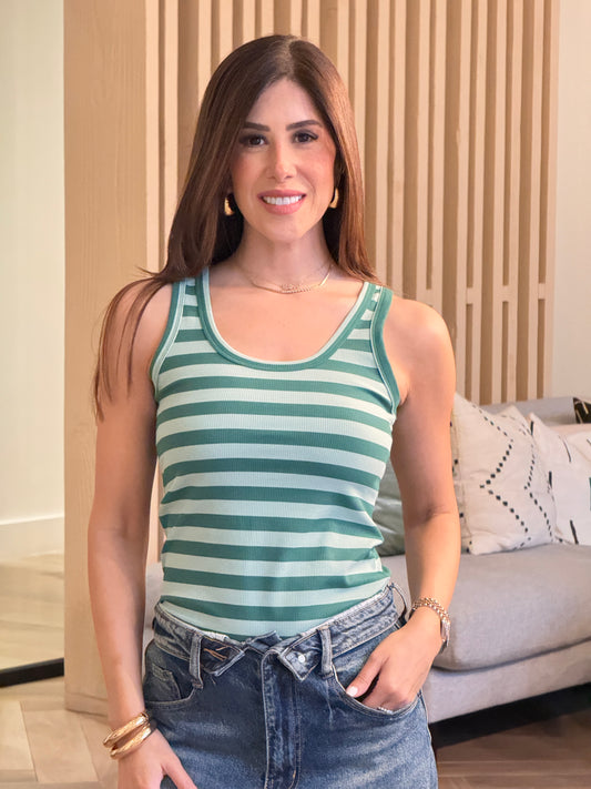 Runway Green Lines Basic Top